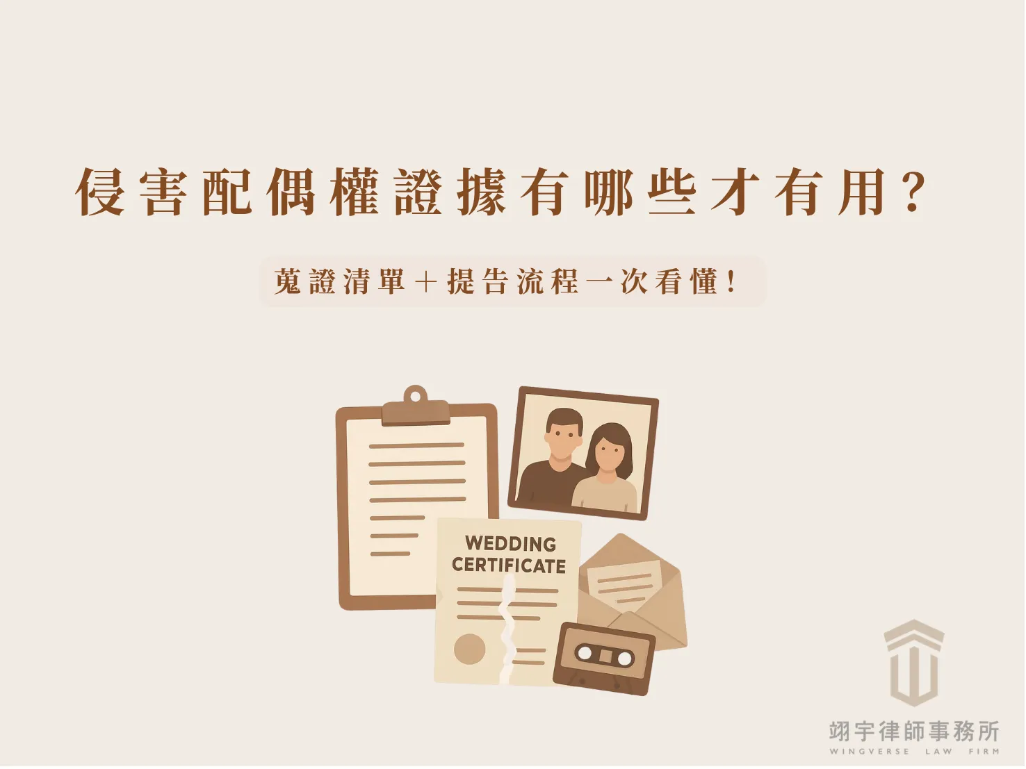 侵害配偶權證據有哪些才有用？蒐證清單＋提告流程一次看懂 首圖