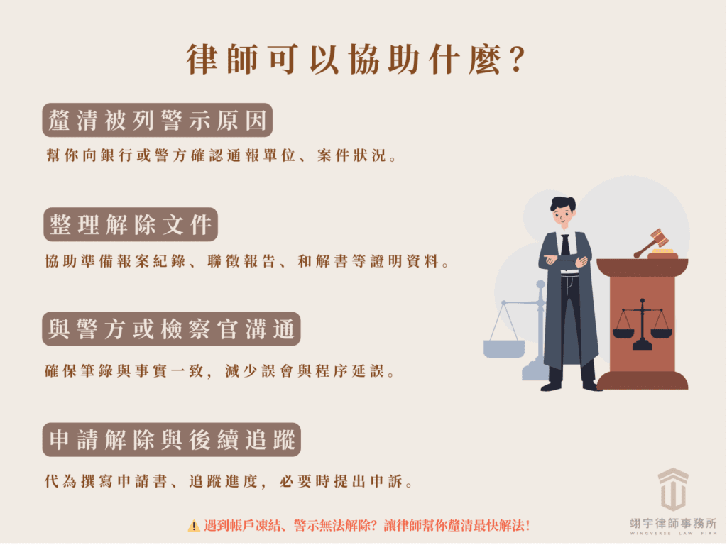 警示帳戶怎麼解除？律師教你 4 步驟快速解凍與恢復流程！律師可以協助什麼