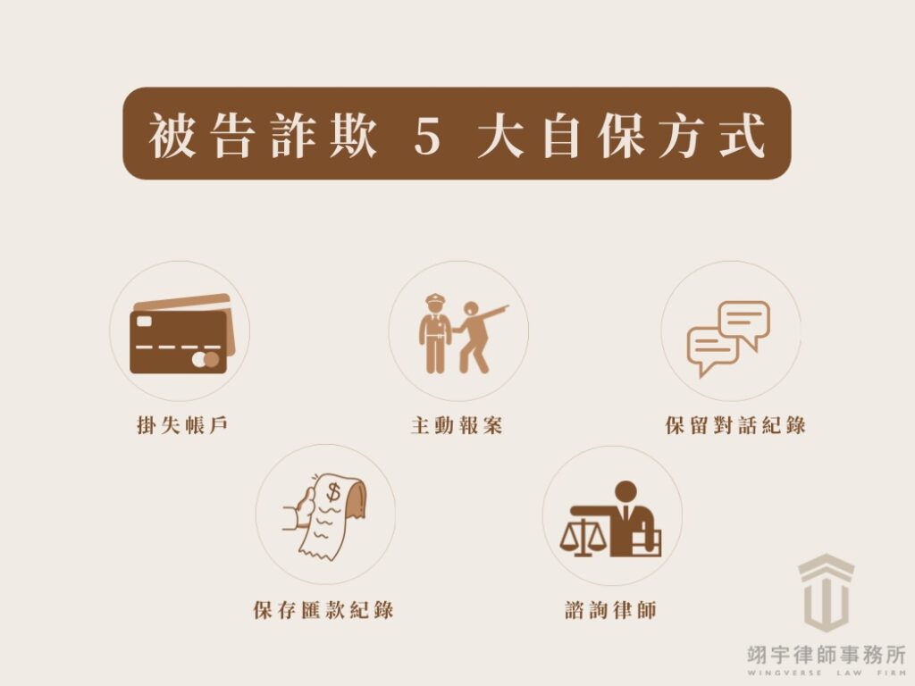 被告詐欺怎麼辦?律師教你自保的 5 大方法!無辜被告詐欺的5大自保方法圖
