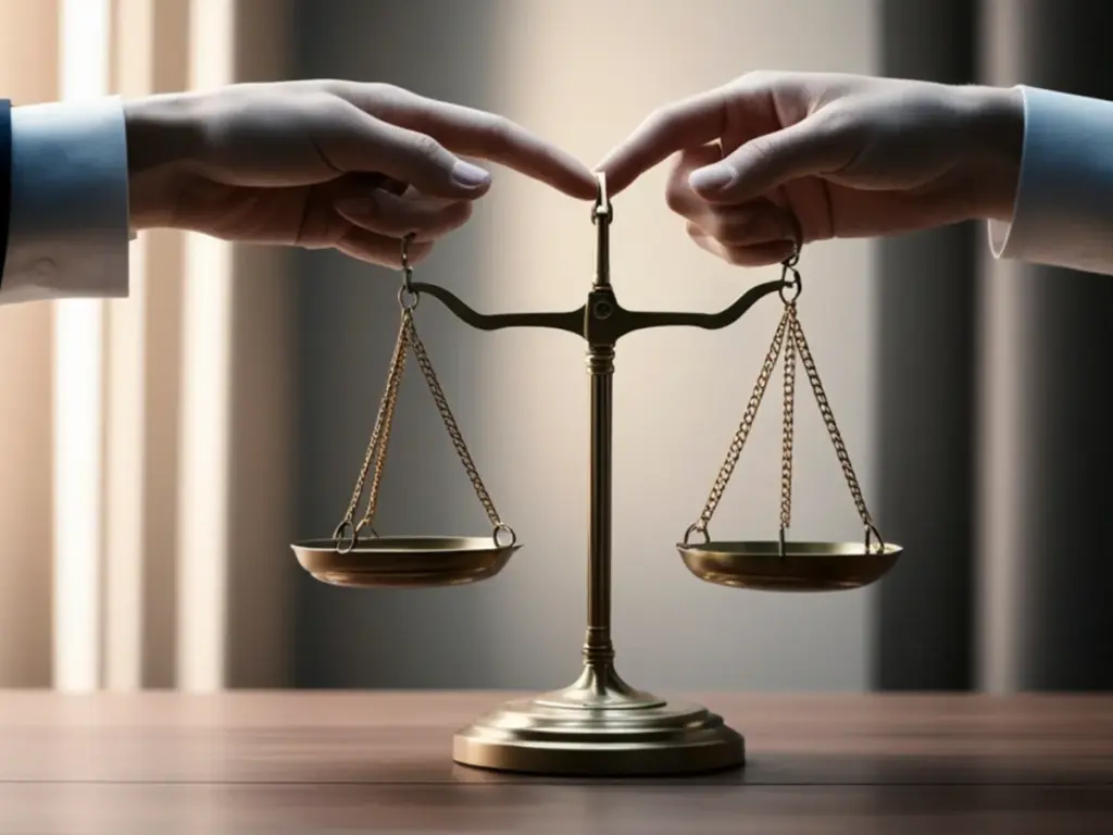 權力制衡機制示意圖，說明行政、立法、司法三權透過覆議、倒閣、違憲審查相互牽制的運作方式，呈現臺灣政府體制中的動態平衡過程